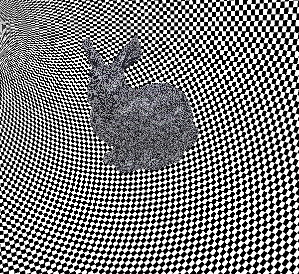 Refraction through the bunny mesh.