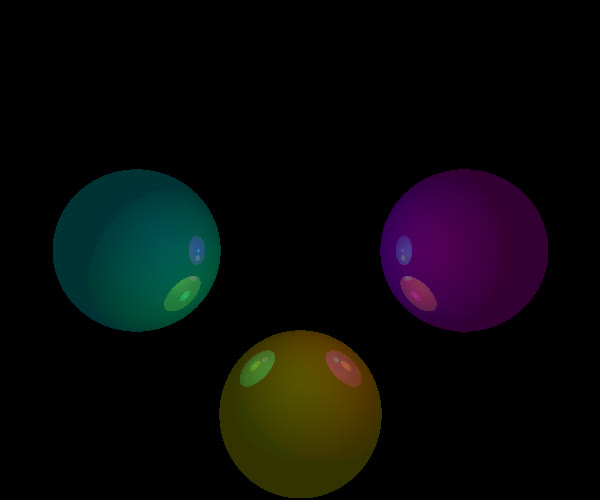 Light reflecting between spheres.